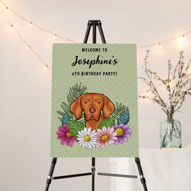 Hungarian Vizsla Dog With Flowers Party Welcome Foam Board (In Situ (Stand))