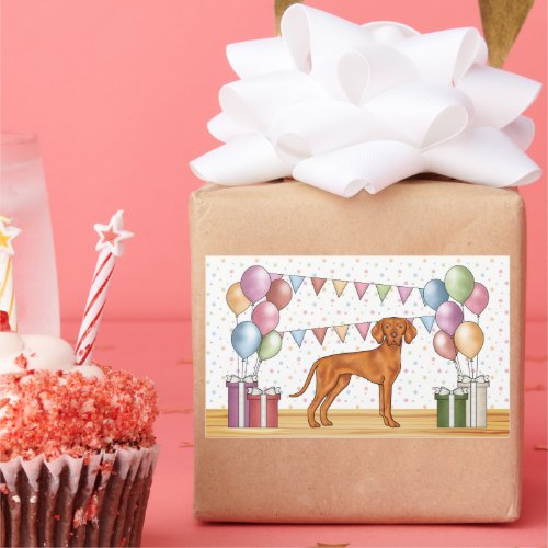 Hungarian Vizsla Dog With Pastel Colors Birthday Rectangular Sticker