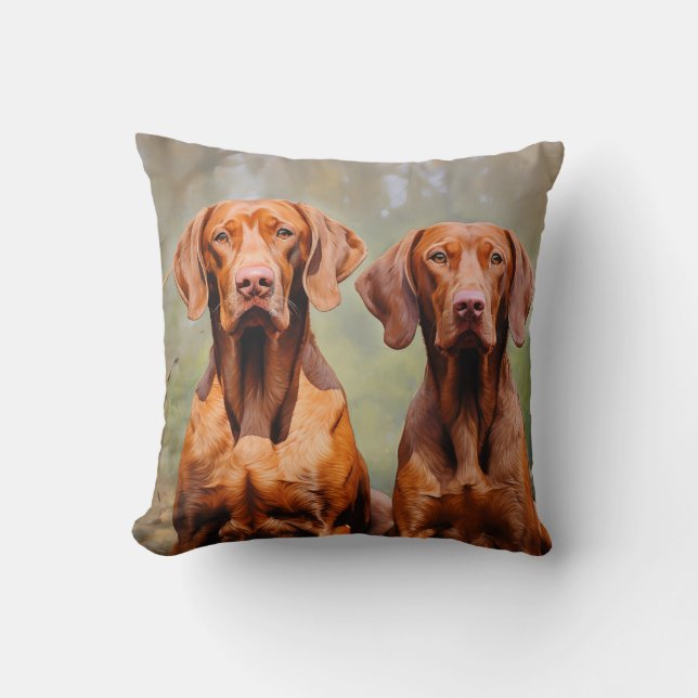  Hungarian Vizsla dogs Throw Pillow (Front)