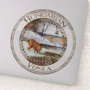 Hungarian Vizsla, hunting ducks in winter Sticker