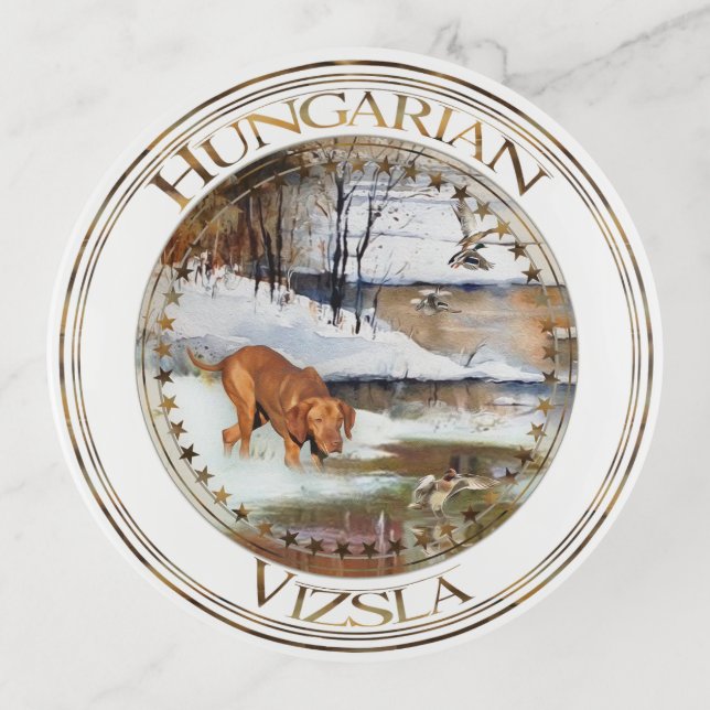 Hungarian Vizsla, hunting ducks in winter    Trinket Tray (Front)
