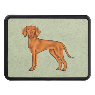 Hungarian Vizsla Pointer Cartoon Dog Drawing Green Hitch Cover