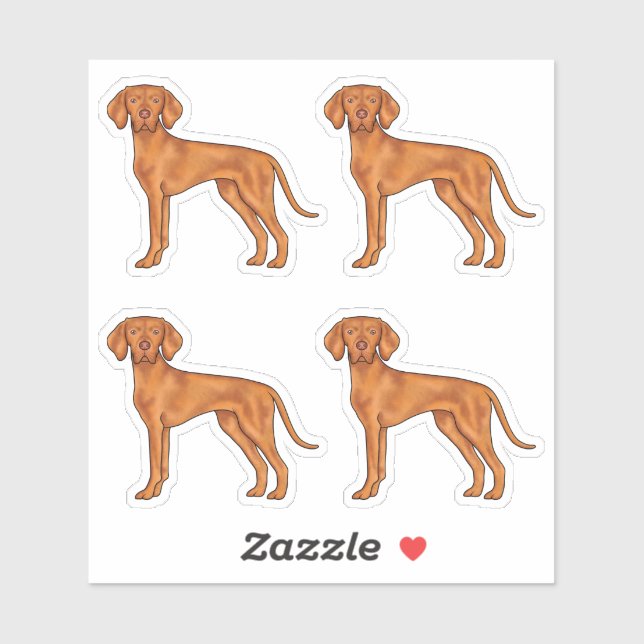 Hungarian Vizsla Pointer Dog Cartoon Illustration Sticker (Sheet)
