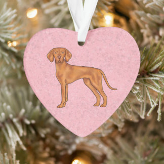 Hungarian Vizsla Pointer Dog Cute Cartoon Dog Pink Ornament