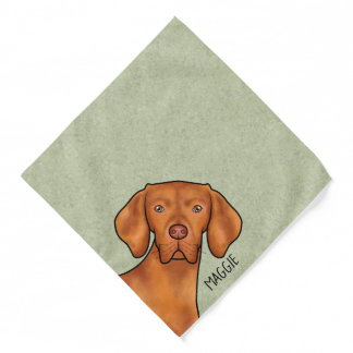 Hungarian Vizsla Pointer Dog Head With Name Green Bandana