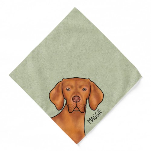 Hungarian Vizsla Pointer Dog Head With Name Green Bandana