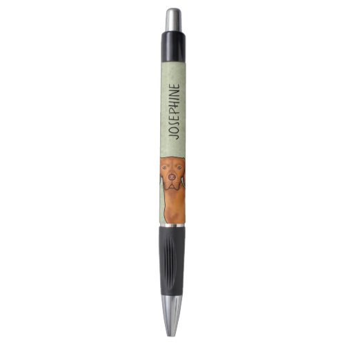 Hungarian Vizsla Pointer Dog Head With Name Green Pen