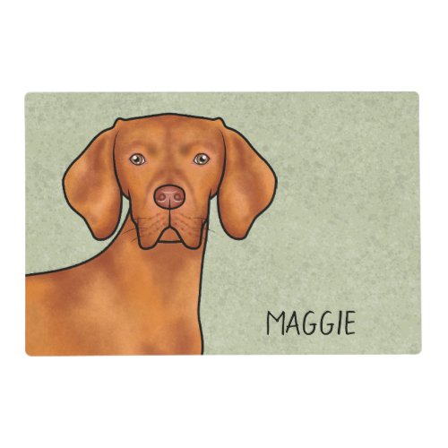 Hungarian Vizsla Pointer Dog Head With Name Green Placemat