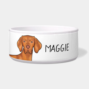 Hungarian Vizsla Pointer Dog Head With Pet's Name Bowl
