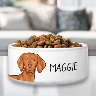 Hungarian Vizsla Pointer Dog Head With Pet's Name Bowl