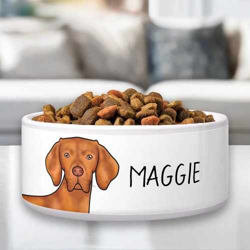 Hungarian Vizsla Pointer Dog Head With Pets Name Bowl