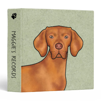 Hungarian Vizsla Pointer Dog Head With Text Green 3 Ring Binder