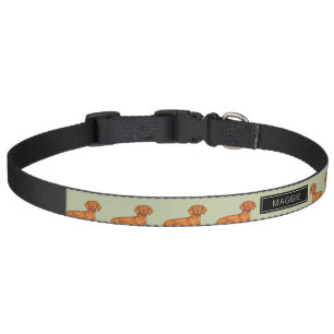 Hungarian Vizsla Pointer Dog Heads With Name Green Pet Collar