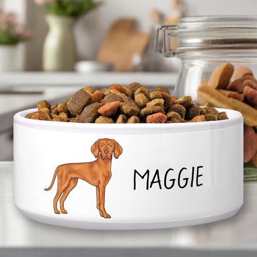 Hungarian Vizsla Pointer Dog Standing And Name Bowl