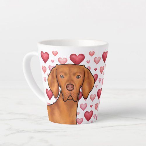 Hungarian Vizsla Red Hearts Pattern Dog Love Pink Latte Mug