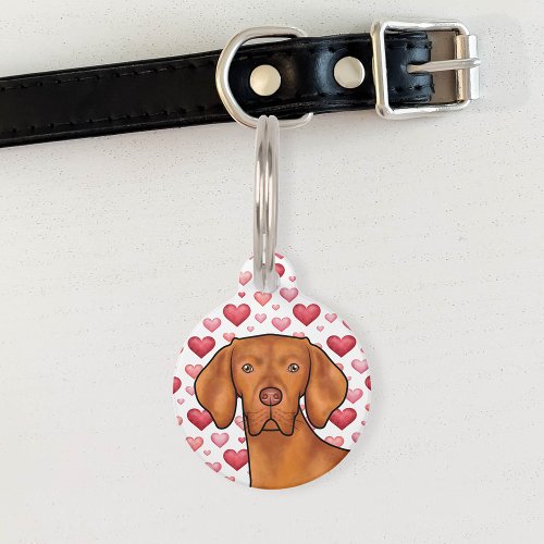 Hungarian Vizsla Red Hearts Pattern Dog Love Pink Pet ID Tag