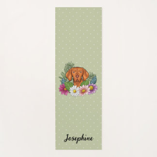 Hungarian Vizsla With Colorful Flowers And Name Yoga Mat