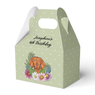 Hungarian Vizsla With Colorful Flowers Birthday Favor Boxes