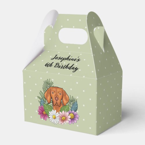 Hungarian Vizsla With Colorful Flowers Birthday Favor Boxes