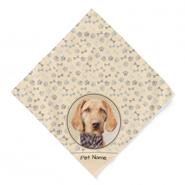 Hungarian Wirehaired Vizsla Painting Cute Dog Art Bandana (Front)