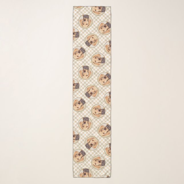 Hungarian Wirehaired Vizsla Painting Cute Dog Art Scarf (Front)