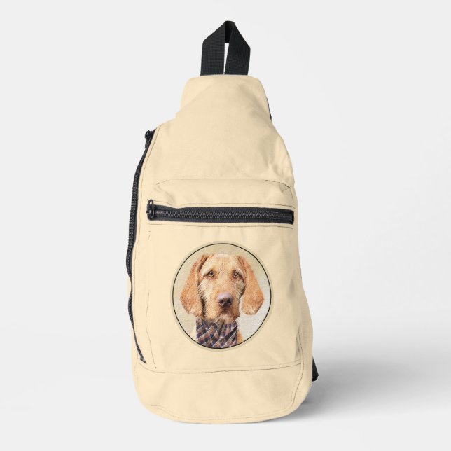 Hungarian Wirehaired Vizsla Painting Cute Dog Art Sling Bag (Front)