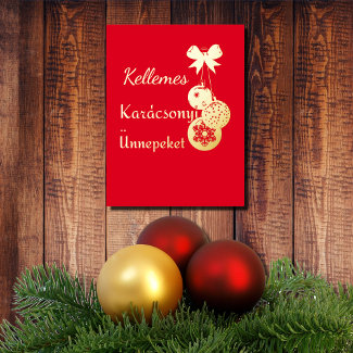 Hungarian Xmas Greetings -red gold