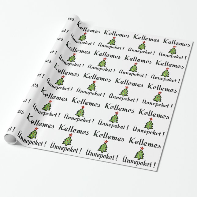 Hungarian Xmas greetings Wrapping Paper (Unrolled)