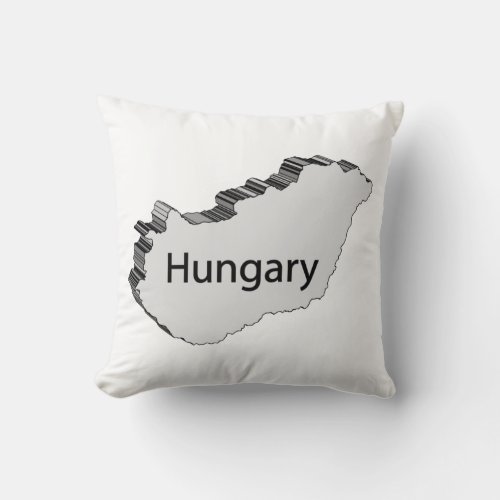 Hungary 3D Map Throw Pillow