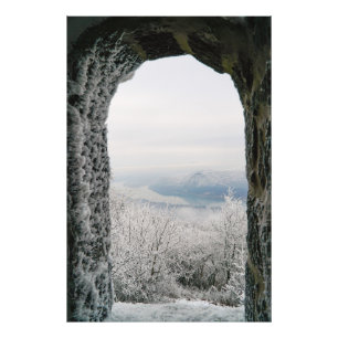 Hungary: a View of the Danube River in Winter Photo Print