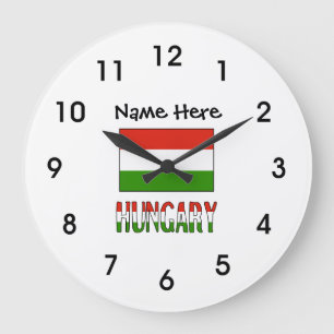 Hungary and Hungarian Flag Personalized Large Clock
