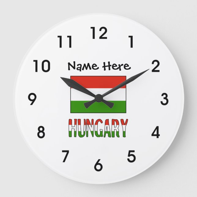 Hungary and Hungarian Flag Personalized  Large Clock (Front)