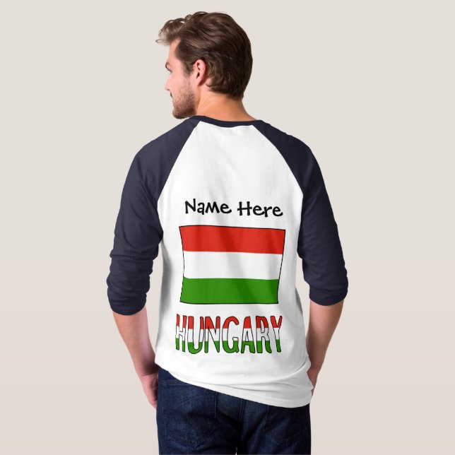 Hungary and Hungarian Flag Personalized  T-Shirt (Back Full)