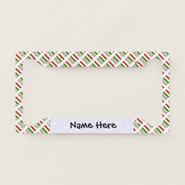 Hungary and Hungarian Flag Tiled Personalized  License Plate Frame (Front)