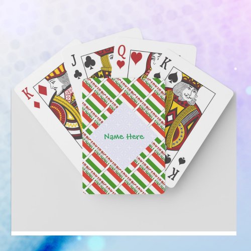 Hungary and Hungarian Flag Tilled Green Personal Playing Cards