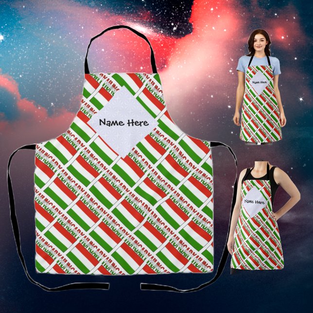 Hungary and Hungarian Flag Tilled with Your Name Apron (Creator Uploaded)
