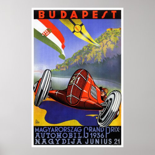 Hungary Budapest Vintage Travel Poster Restored