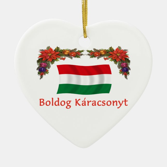 Hungary Christmas Ceramic Ornament (Front)