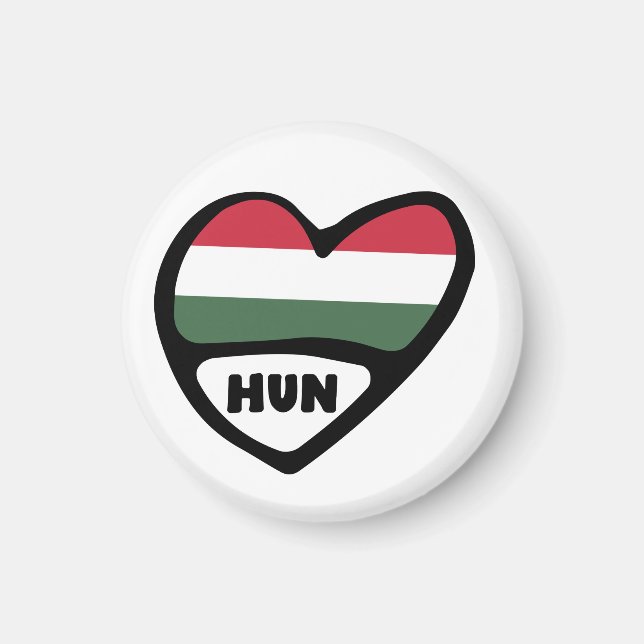 Hungary Country Code Flag Heart, HUN Magnet (Front)