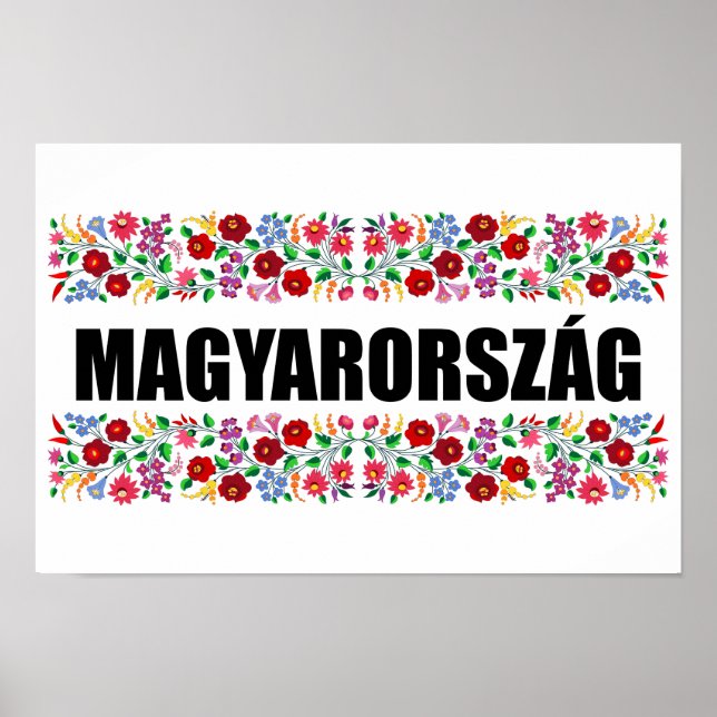hungary country symbol name text folk motif tradit poster (Front)