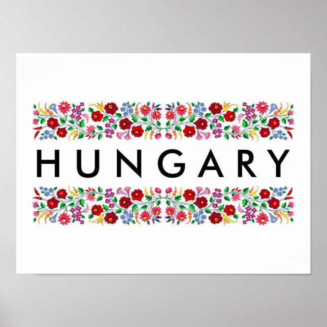 hungary country symbol name text folk motif tradit poster (Front)