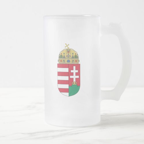 hungary emblem frosted glass beer mug