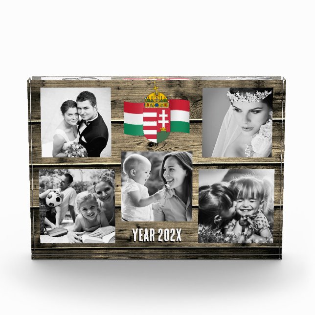Hungary family photo block,  Hungarian flag, wood (Front)
