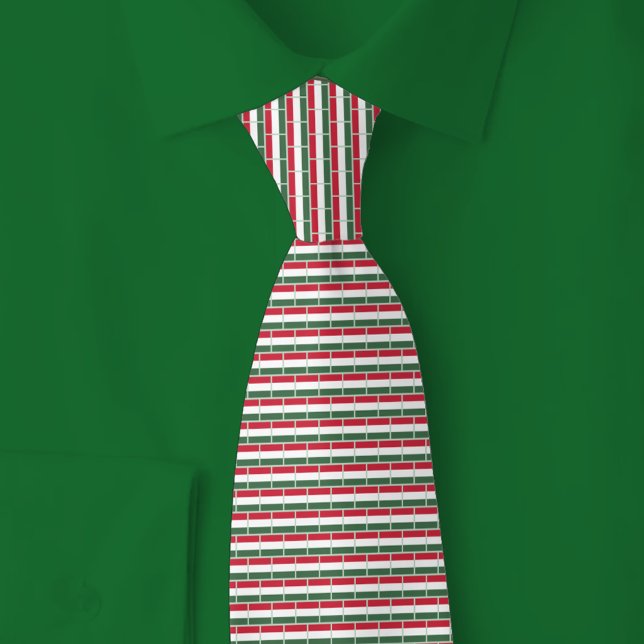 Hungary Flag Brick Pattern Neck Tie (Creator Uploaded)