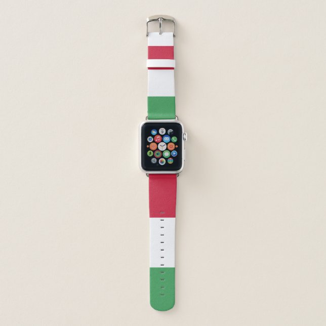 Hungary Flag Emblem Apple Watch Band (Front)