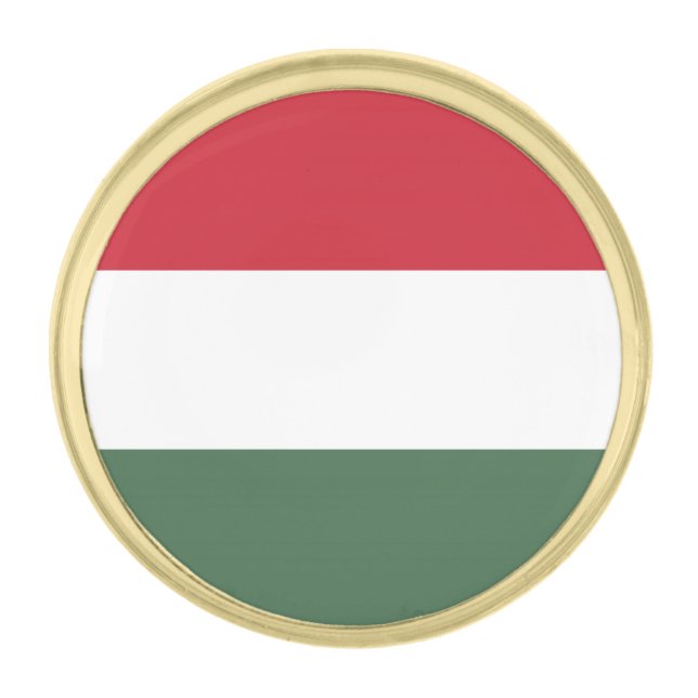 Hungary Flag Gold Finish Lapel Pin (Front)