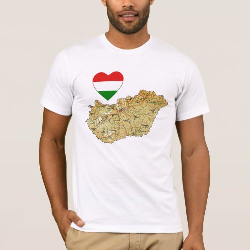 Hungary Flag Heart and Map T_Shirt