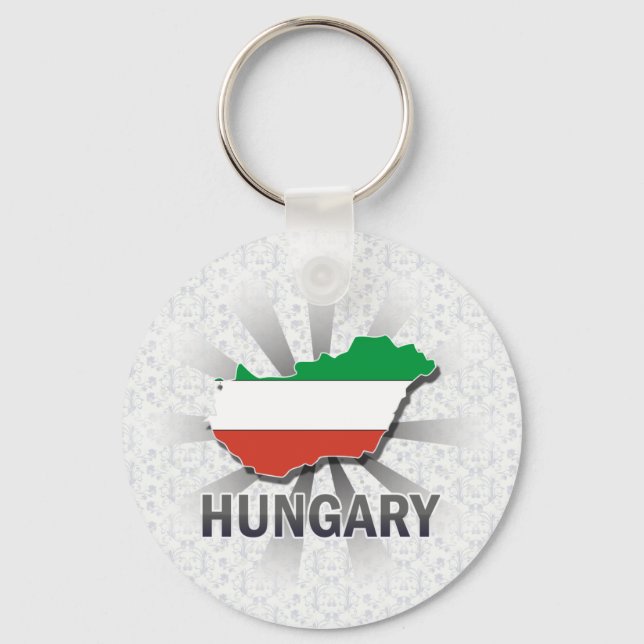 Hungary Flag Map 2.0 Keychain (Front)