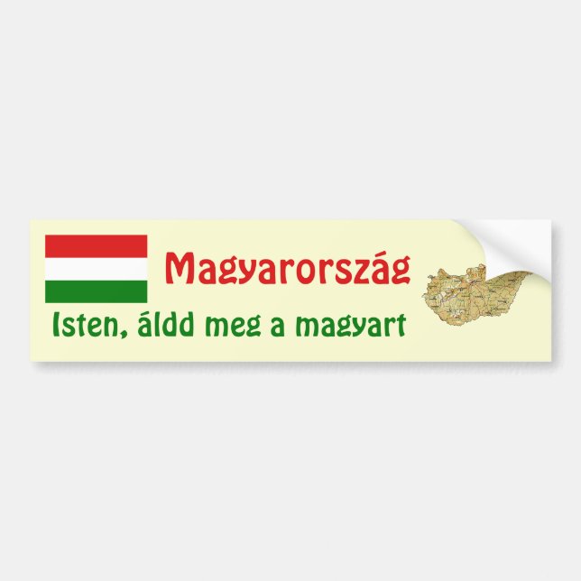 Hungary Flag + Map Bumper Sticker (Front)