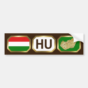 Hungary Flag Map Code Bumper Sticker